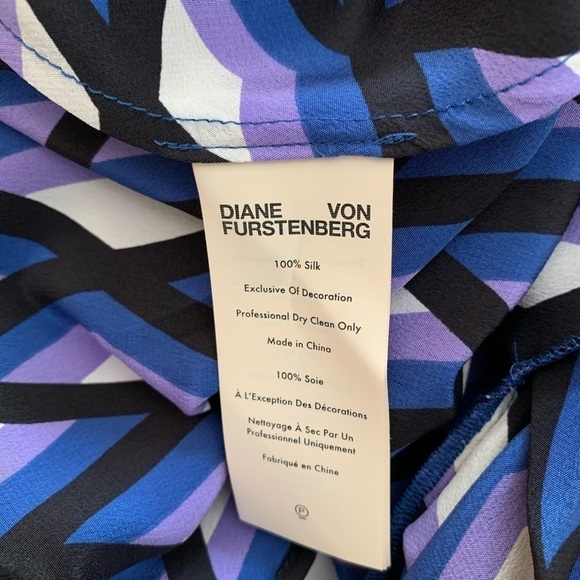DVF Diane von Furstenberg Dona Mercer Black purple shift dress silk new XXS 0 00 - Picture 6 of 6